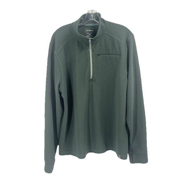 L.L. Bean Other - LL Bean Venturestretch Fitted Mens Ottoman Ribbed Half Zip Pullover Green Sz L